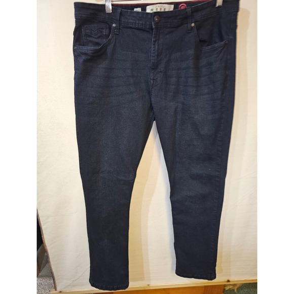 Artful Rebel Mens Slim Straight Jeans Dark Wash Indigo Stretch 36W 32L RN168948 - Picture 7 of 10